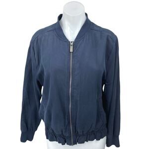 Vince Camuto Women's Blue Zip Up Long Sleeve Outdoor Bomber Coat Jacket Size M